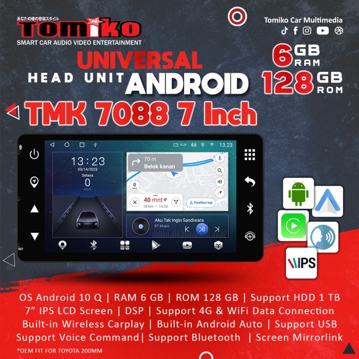 PROMO- HEAD UNIT TOMIKO TMK 7088 OEM FOR TOYOTA 200MM - DANNSHOP5 Harga 7,510,000 rupiah*Gratis Ongkir