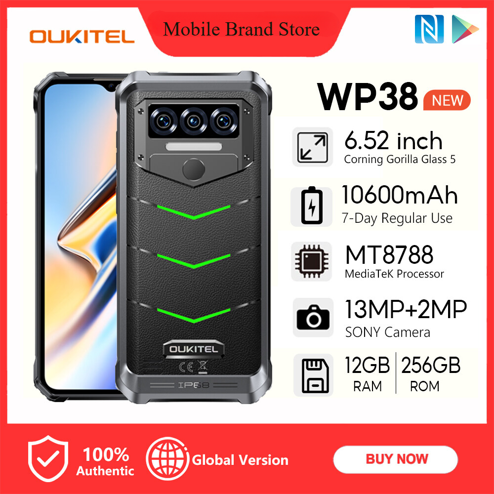 【Official shop】OUKITEL WP38 12GB+256GB 10600mAh MT8788 Handphone 6.52” Corning Corilla Glass 13MP+2MP OTG NFC Mobiles ราคา 5,800 บาท*ส่งฟรี