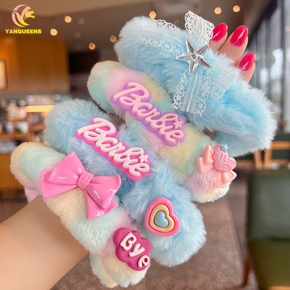 Yanqueen Barbie sang trọng dây buộc tóc ngọt ngào cô gái lông dây buộc tóc