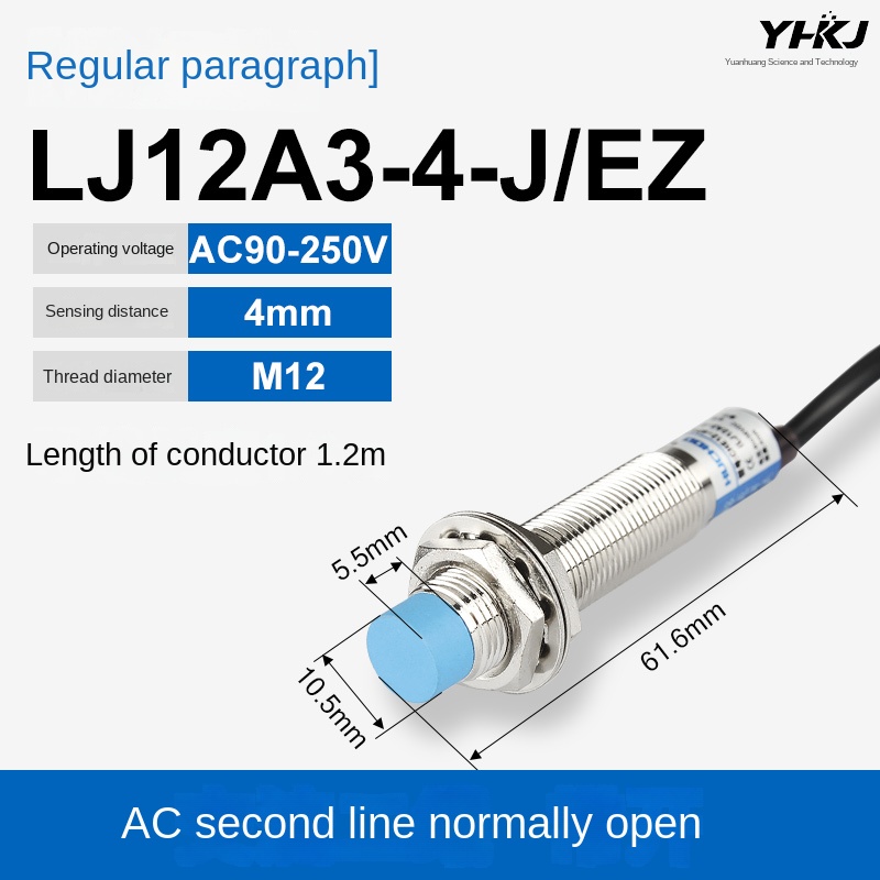Cảm Biến Tiệm Cận M12 LJ12A3-4-J/EZ | tùy chọn LJ12A3-4-Z/BX - Điện Áp Đa Dạng, NPN/PNP, Thường Mở/Thường Đóng, Cảm Biến Kim Loại Điện Cảm