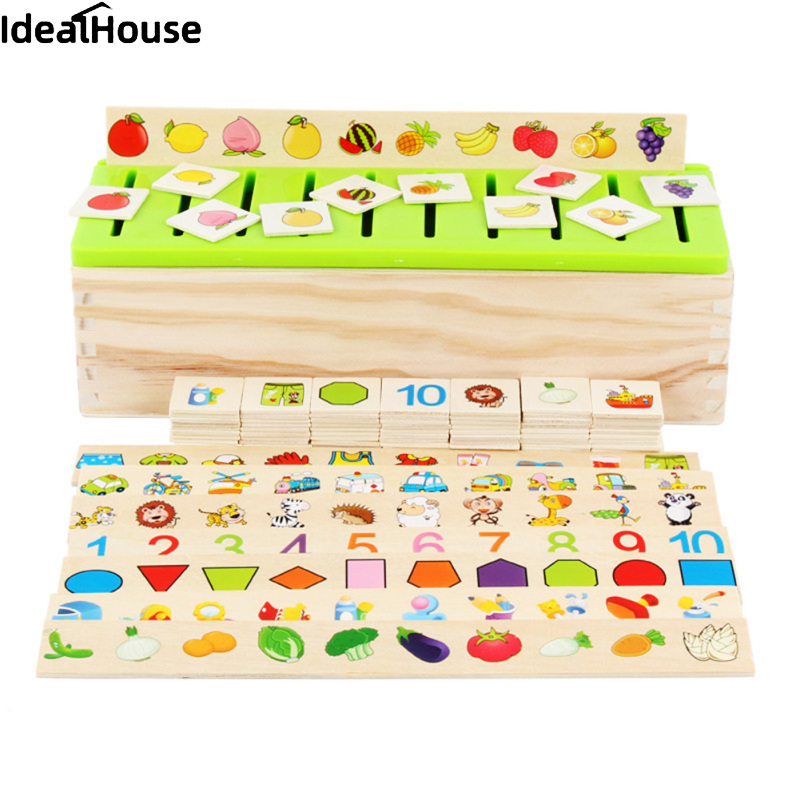 IDealHouse Store Fast Delivery Kids Wooden Knowledge Classification Box