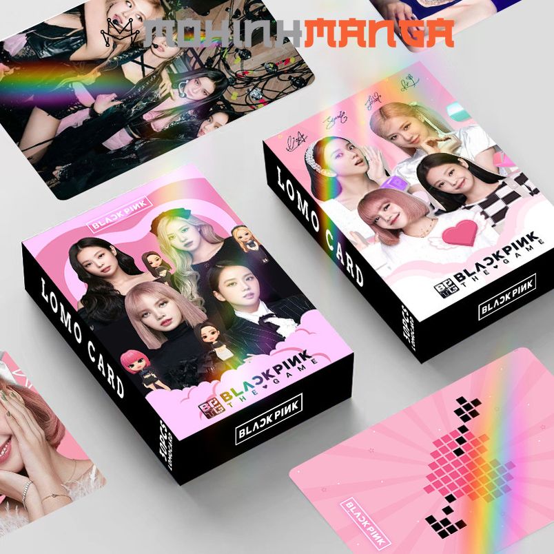 Lomo card bo góc BP hologram hộp 30 thẻ in 2 mặt Lisa Jennie Jisoo Rose có hiệu ứng lấp lánh mẫu mới