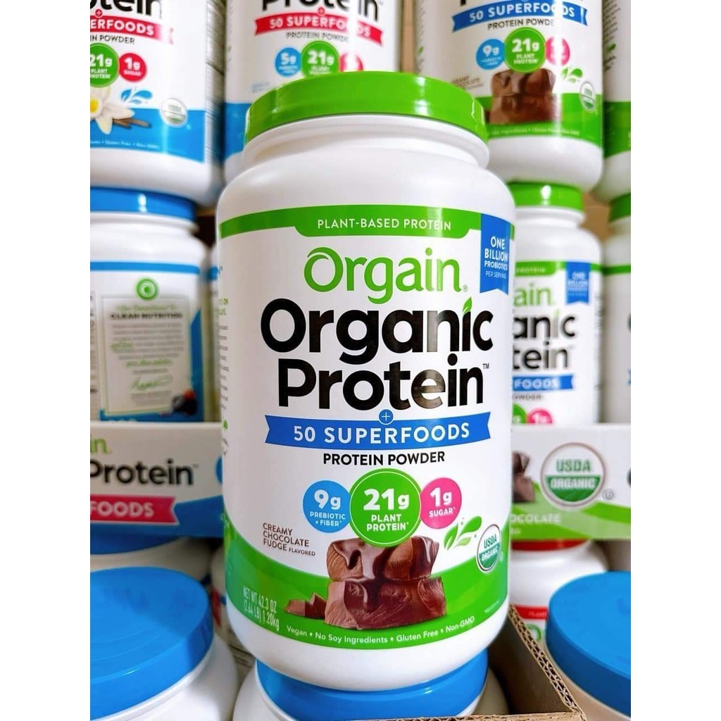 Mẫu mới CỦA MỸ Bột đạm thực vật hữu cơ socola 1200g 1.2kg Orgain Organic Protein Plant Based Protein Powder chocolate