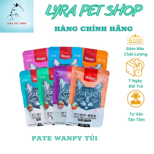 Pate wanpy túi- Pate cho mèo Wanpy gói 80g mix tổng hợp 7 vị