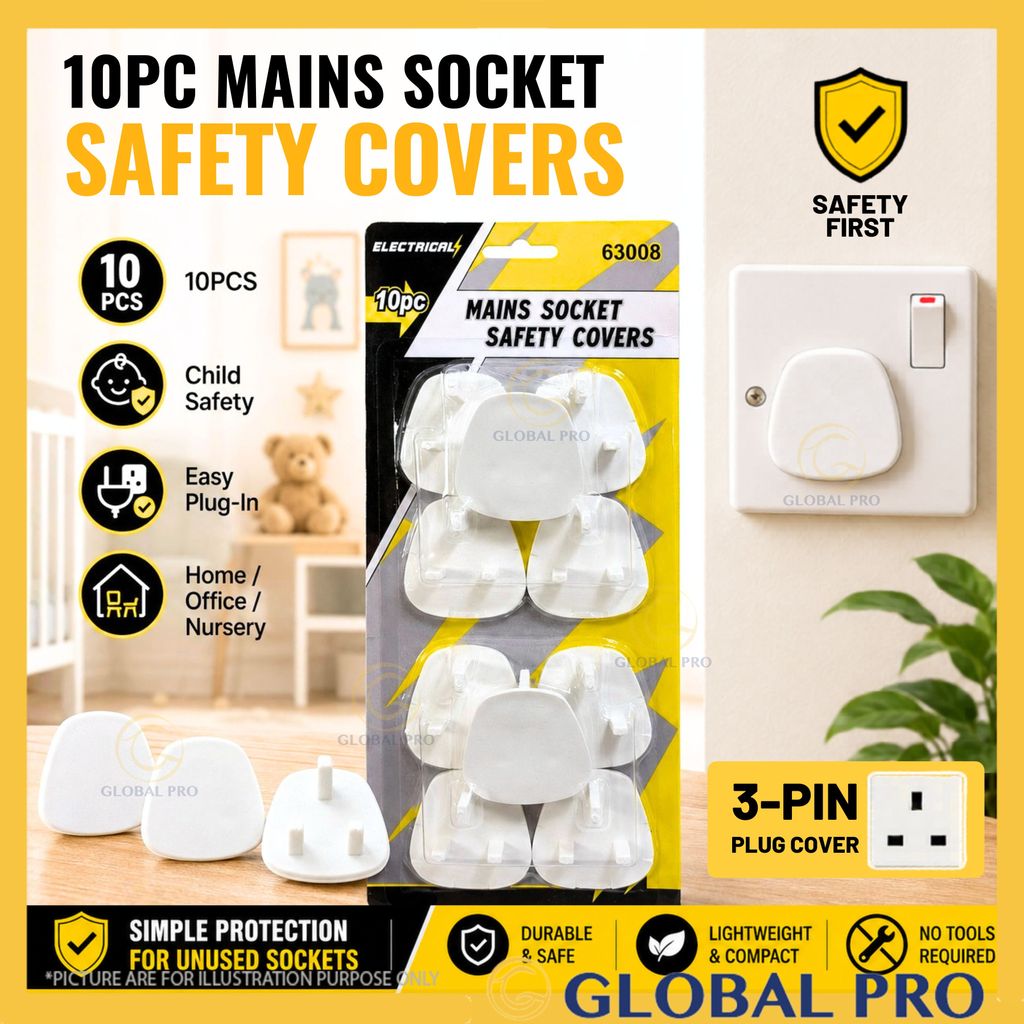 10PCS Main Socket Safety Covers UK 3-Pin Plug Penutup Plug Socket Child Safety Cover Socket Protection Plug Key