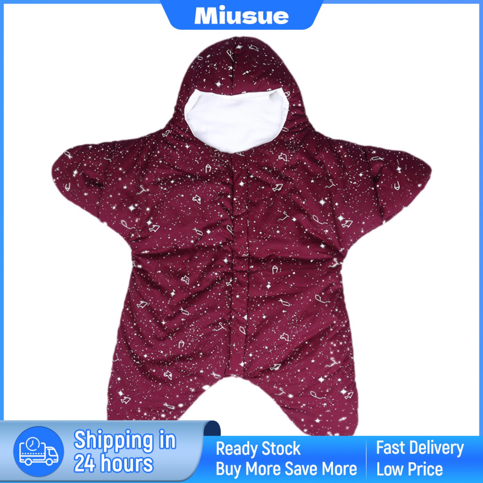 Miusue Túi ngủ cho bé mặc ấm mềm bé sao biển áo ngủ Túi ngủ với chân sơ sinh túi khăn choàng có mũ t