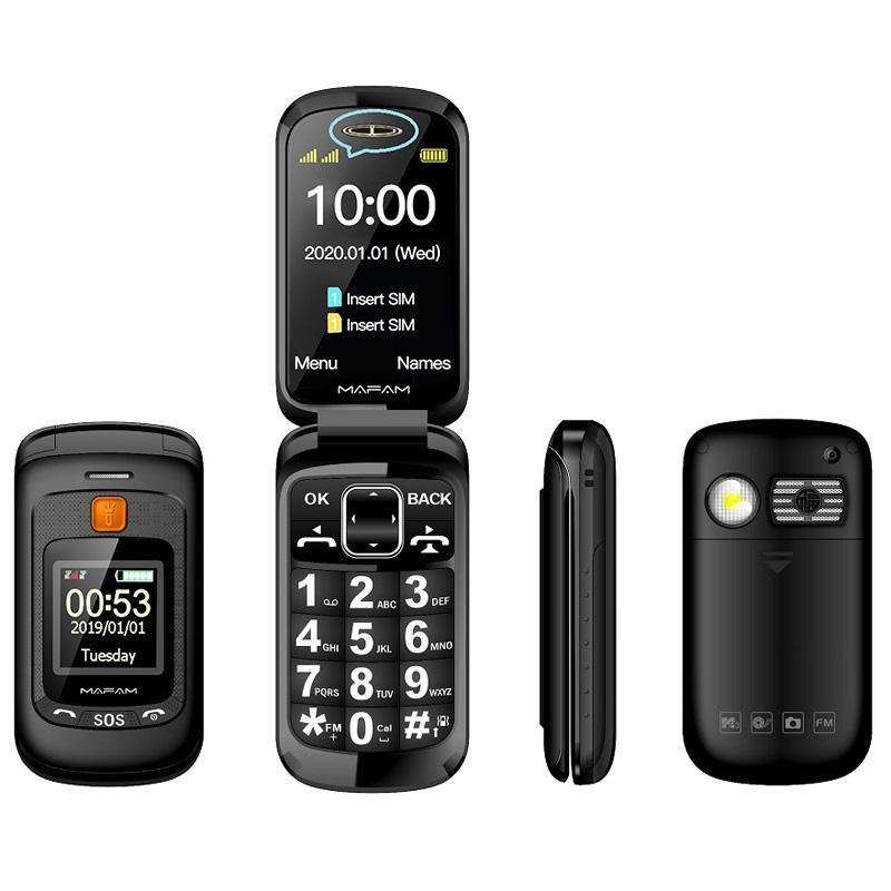 Mafam F899 Flip Phone, 2.4 inch, 32MB+32MB, Support FM, SOS, GSM, Family Number, Big Keys, Dual SIM(Black)(One year warranty) ราคา 1,030 บาท*ส่งฟรี