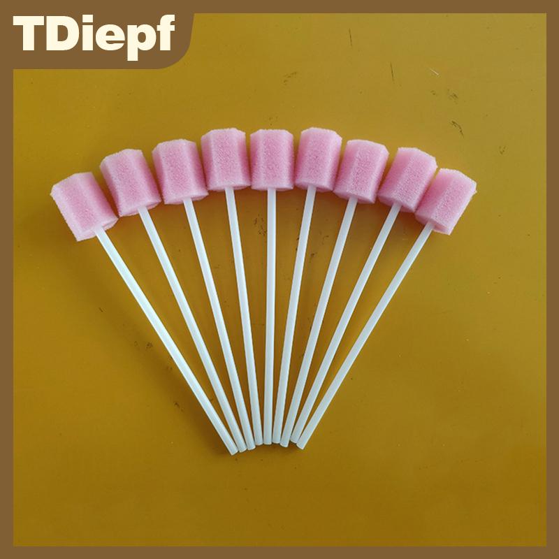 TDiepf 100 miếng bọt biển chăm sóc răng miệng dùng một lần Tăm bông vệ sinh răng miệng kèm que