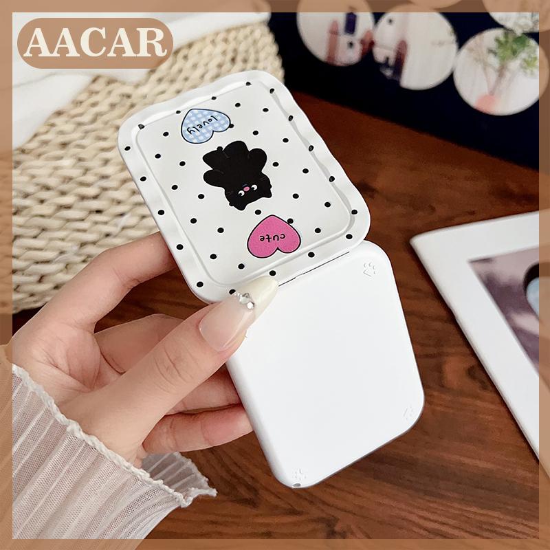 AACAR Phim Hoạt Hình Di Động Mèo Đen Gấp Du Lịch Trang Điểm Gương Với Lược Mini Cầm Tay Make Up Công Cụ Cho Phụ Nữ Cô Gái
