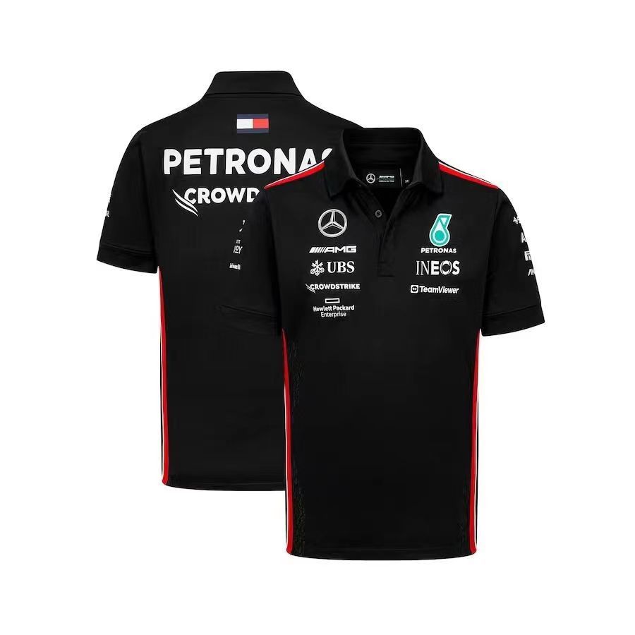 Đội Mercedes Benz F1 mới tay ngắn ve áo Áo polo Áo Quần đua thể thao mùa hè nam