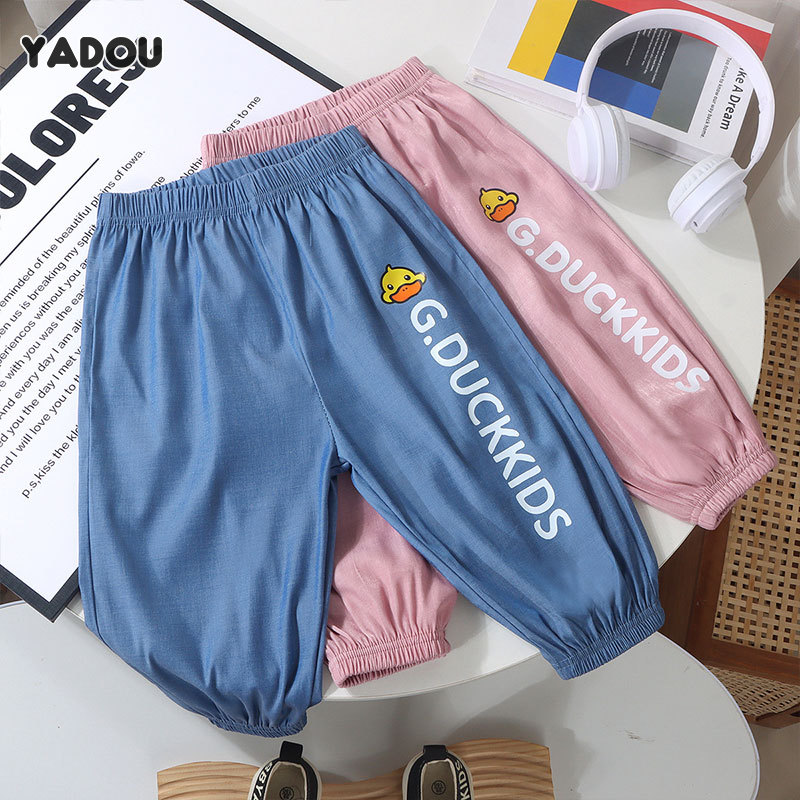 New style children's anti-mosquito pants, boys and girls thin style, baby casual wear, breathable nine-point pants ราคา 143 บาท*ส่งฟรี