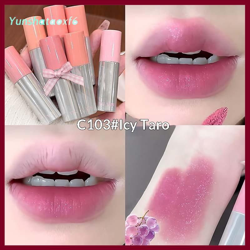 yunshataoxf Cappuvini nhung mềm môi men ánh sáng lung linh đào lỏng Son môi không thấm nước dễ dàng để mặc môi bùn kéo dài môi tint không dính cup trang điểm - 5