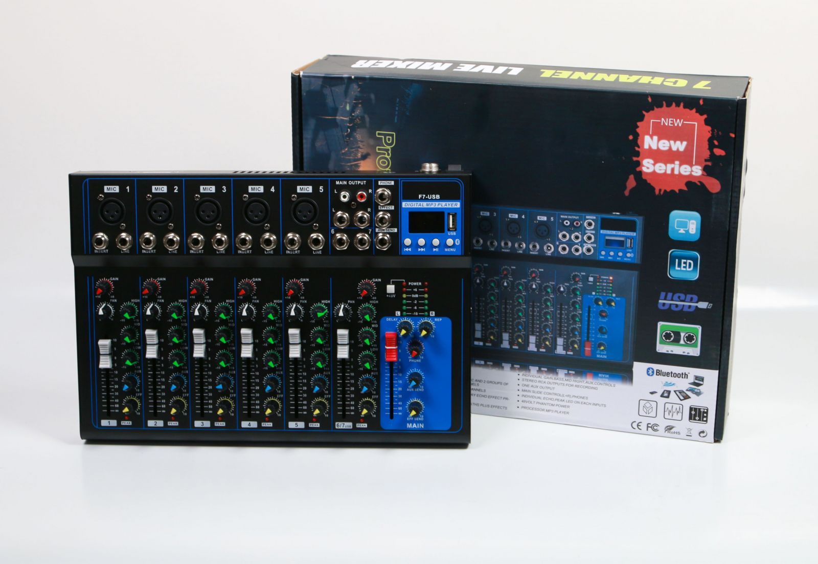 Bàn Mixer Bãi Mỹ Karaoke Hàng Xịn Bàn Trộn Âm Thanh Mixer F7 USB