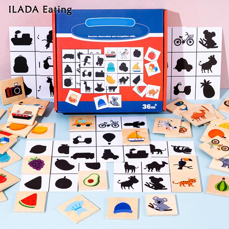 Find the Shadow Matching Puzzle Montessori Find the Shadow Shape Matching