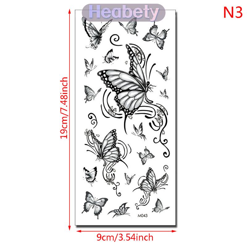 【Heabety】 1 Sheet Waterproof Temporary Tattoo Sticker 3D Butterfly Fake Tattoo Leg Arm Art