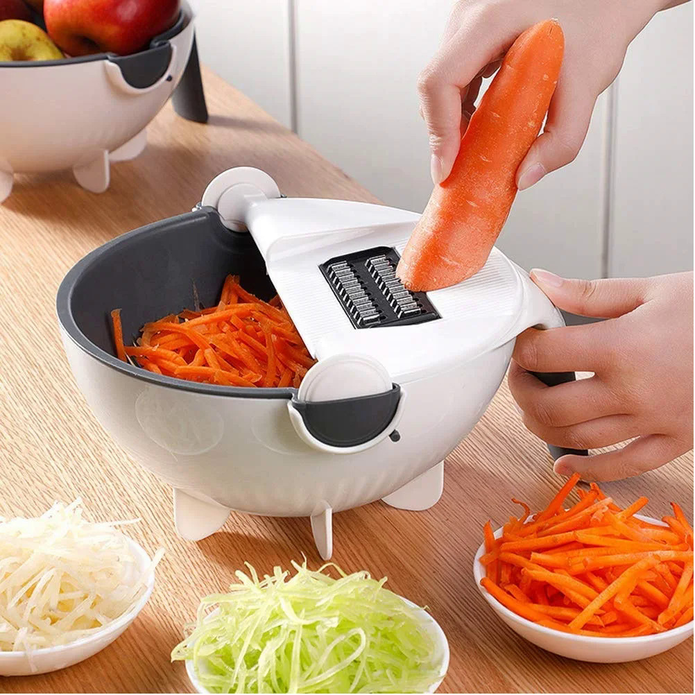 2023 New Wholesale 9 In 1 Hanging Portable Vegetable Chopper With Storage Draining Case Kitchen Fruits Cutter Accessories Gadget