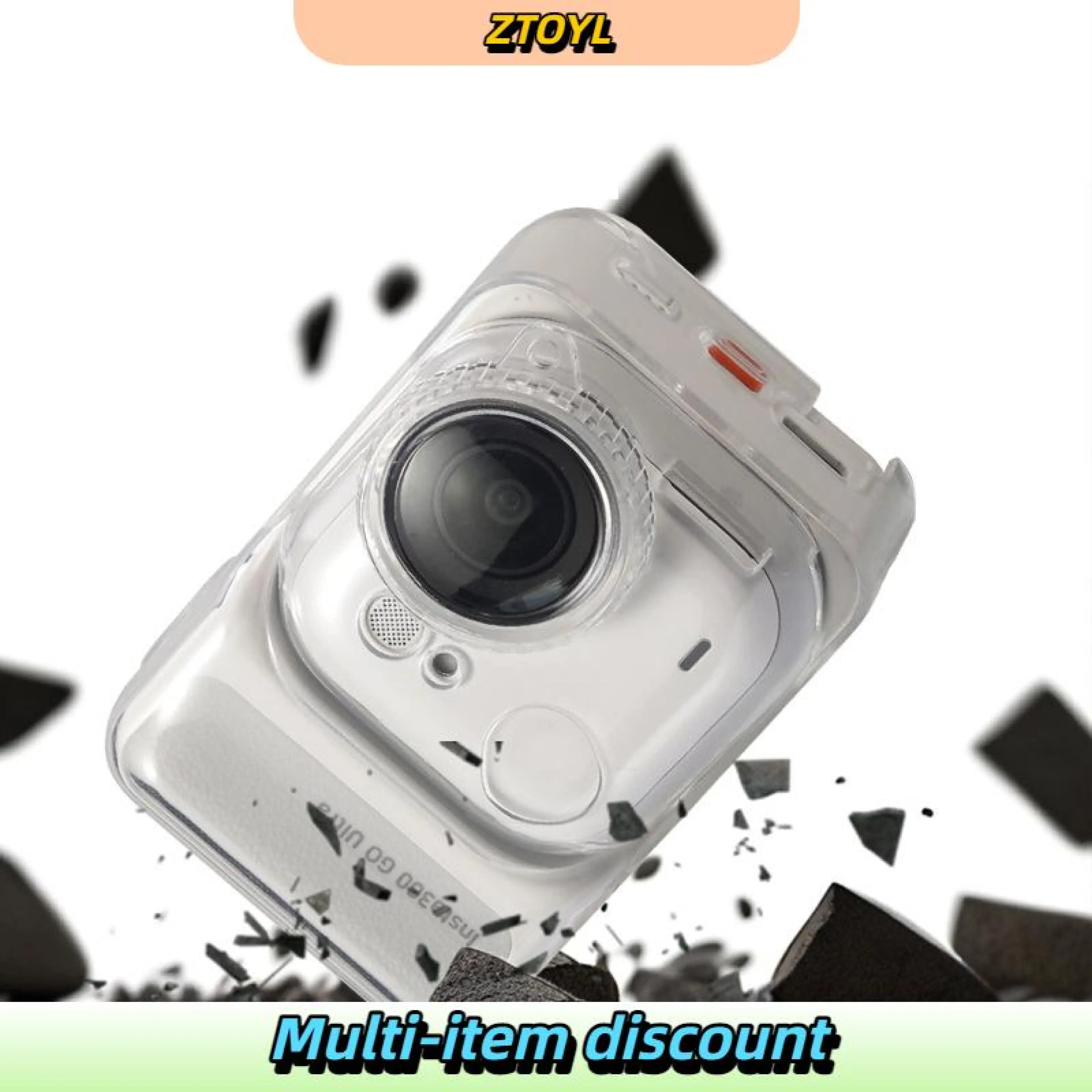 ZTOYL เคสปกป้องพิเศษสำหรับ Insta360 Go เคส TPU ป้องกันการตกพร้อมฝาปิดเลนส์