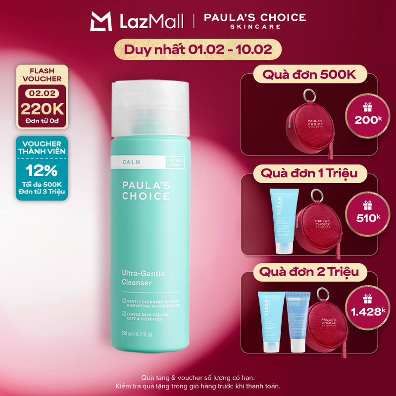 Sữa rửa mặt dịu nhẹ cho da nhạy cảm Paulas Choice Calm Ultra-Gentle Cleanser 198ml 9190