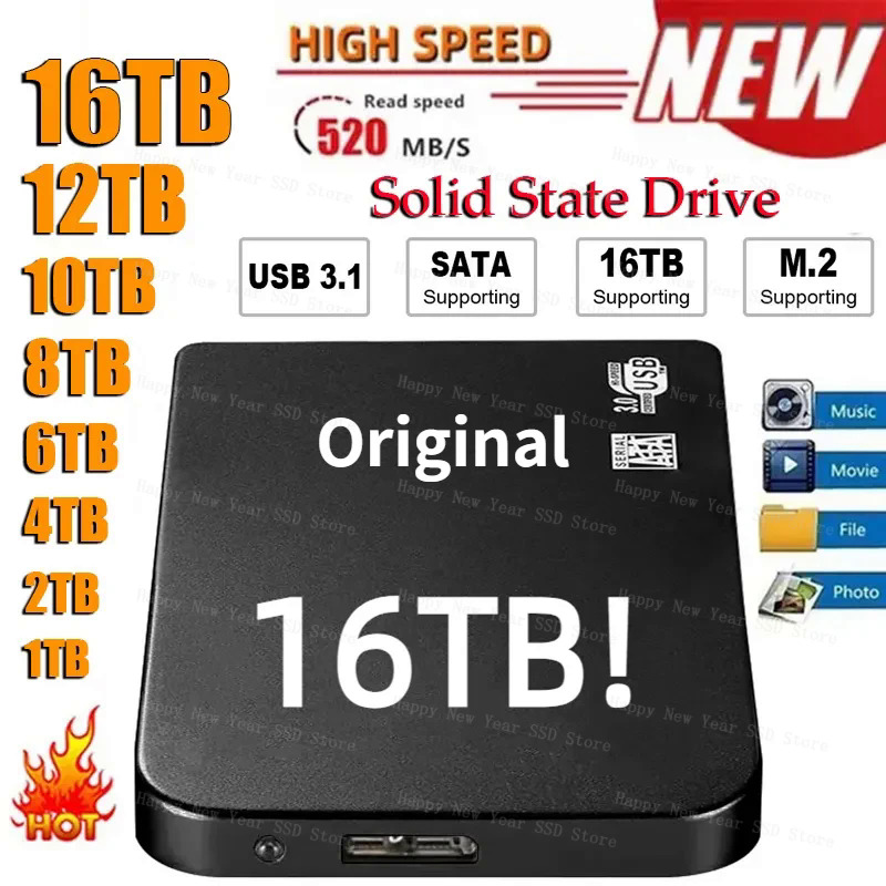 Di động SSD 1TB dung lượng cao bên ngoài ổ cứng 2TB Ổ trạng thái rắn ổ đĩa cứng lưu trữ khối lượng thiết bị cho máy tính xách tayMáy tính để bànđiện thoại