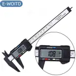E-WOITD 150mm 6inch LCD điện tử kỹ thuật số sợi Carbon Vernier Caliper Gauge micromet