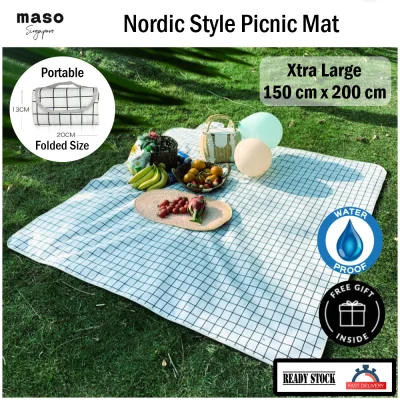 Nordic Style Picnic Mat PVC Coating/ Waterproof/ Beach Blanket/ Baby Mat/ Outdoor/ Ground Sheet /Sporty 150 x 200CM