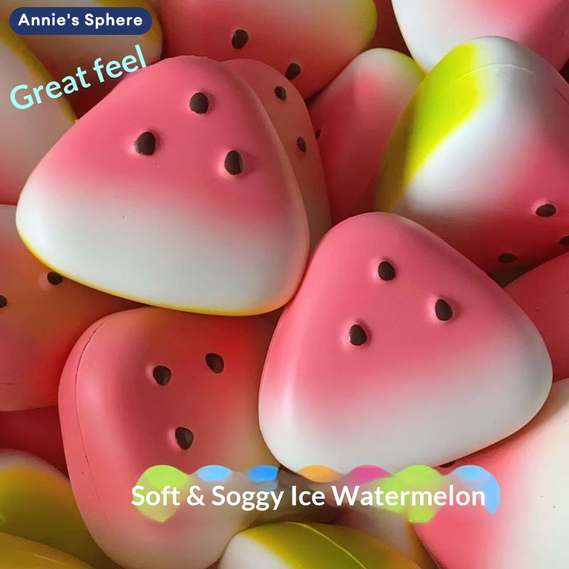 Annie's Sphere, Watermelon Ice Squishy Toy, Soft, Fluffy, Flexible, Slow to Stretch, Fun to Relieve Stress. ราคา 30 บาท*ส่งฟรี
