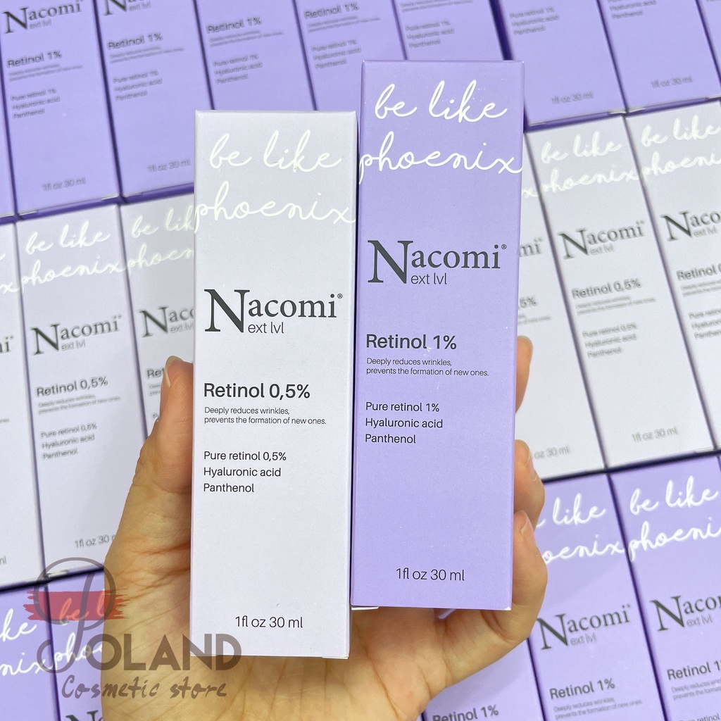 Tinh chất Retinol Nacomi giảm nếp nhăn, cải thiện độ căng, độ đàn hồi da, làm sáng da 30ml, Retinol 0,25% 0,5% 1% - SẢN PHẨM CHẤT LƯỢNG CAO, ĐƯỢC YÊU THÍCH SĂN ĐÓN TRÊN THỊ TRƯỜNG HIỆN NAY, HÀNG ĐẢM BẢO DÙNG SIÊU THÍCH MỜI KHÁCH YÊU TRẢI NGHIỆM