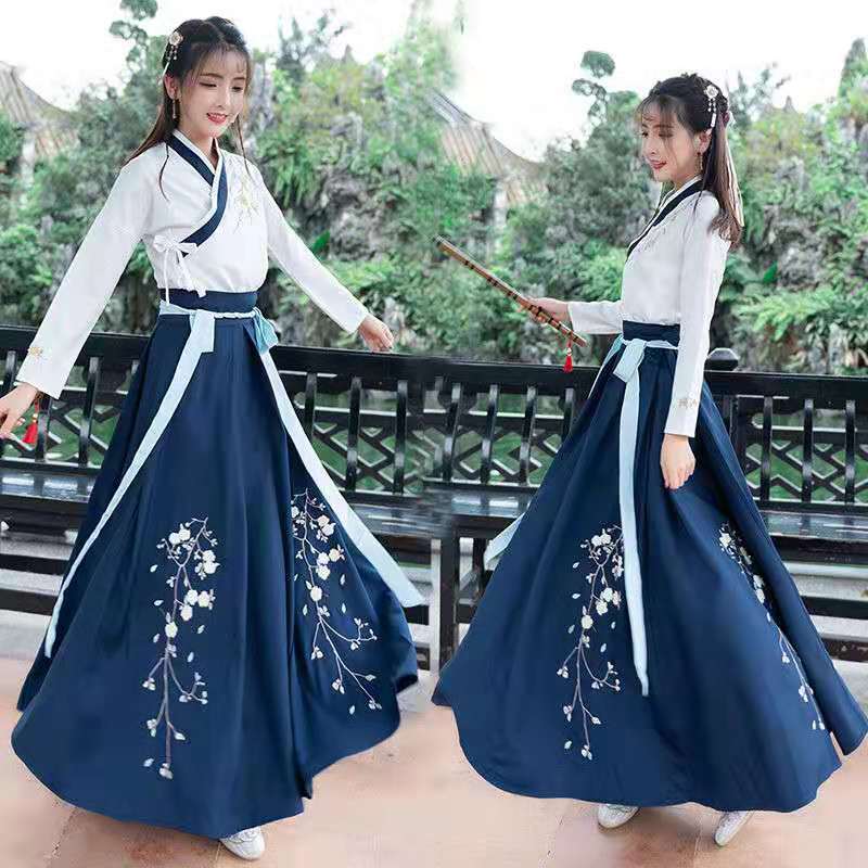 LUNA Trang phục cổ Trung Quốc Hán phục nữ cổ trang tiên nữ trung quốc phong cải tiến thêu tươi mát c