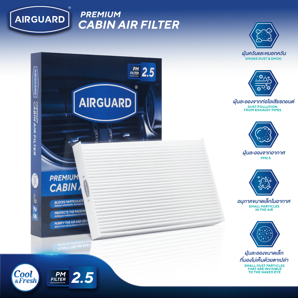 NISSAN JUKE, LEAF กรองแอร์รถยนต์ AIRGUARD [PM2.5] ราคา 199 บาท*ส่งฟรี