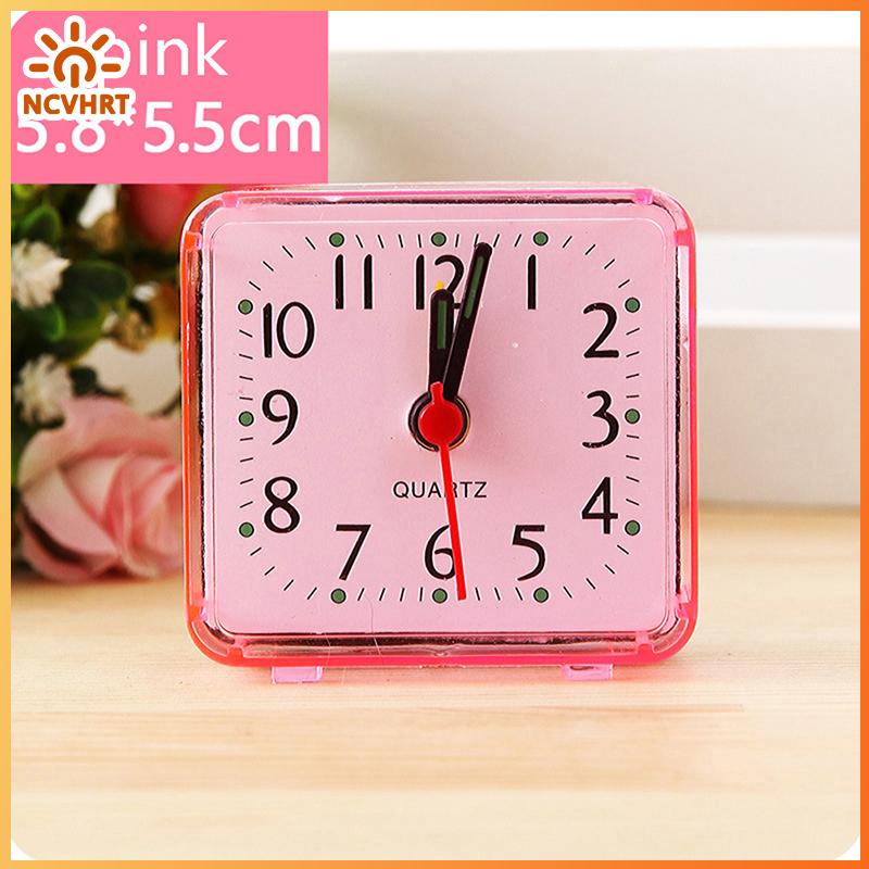 NCVHRT Dễ thương sinh viên Đồng hồ báo thức vuông cạnh giường nhỏ gọn đồng hồ máy tính để bàn trang trí đồng hồ