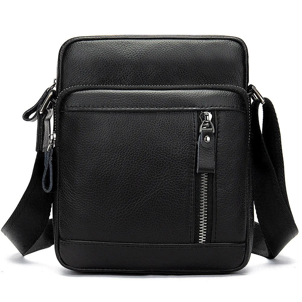 ZZOOI Genuine Leather Men’s Messenger Bags High Quality Real Cow Leather Male Crossbody Bag Small Solid Cowhide Purse Bag for Men ราคา 1,337 บาท*ส่งฟรี