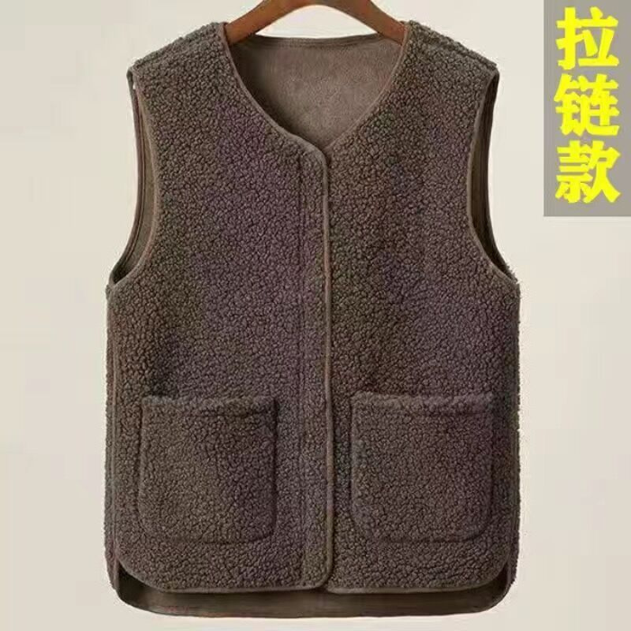 Áo Ghi Lê Lông Cừu Nữ Trung Niên – Áo Ghi Lê Mẹ – Giữ Ấm Mùa Đông – Mềm, Dày, Nhẹ (317)