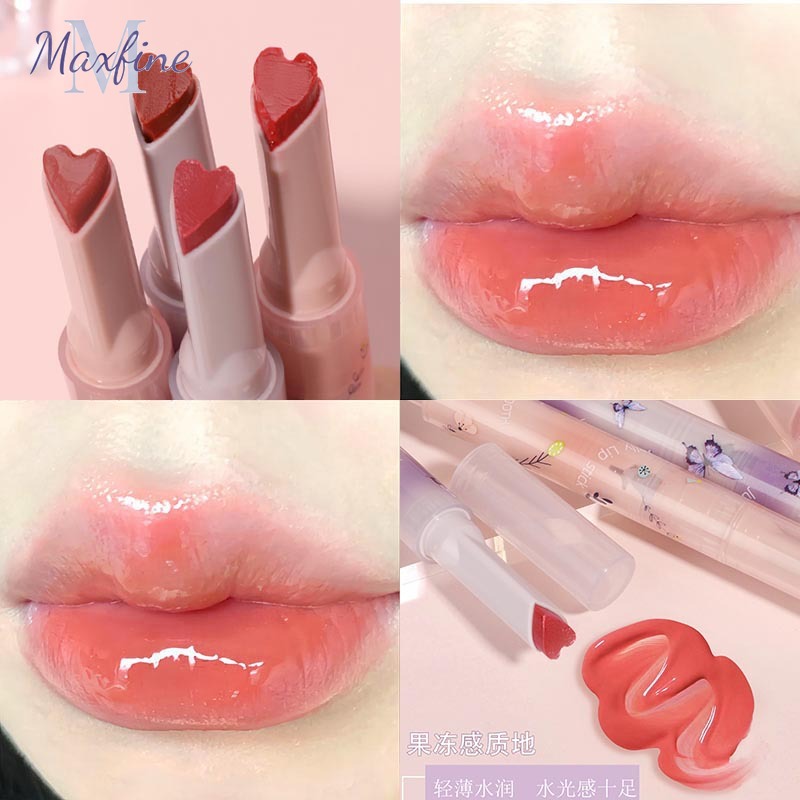 Maxfine Son Môi Màu son thạch Bút Rắn Nhấn Son bóng Gương Son bóng Giữ Ẩm Son dưỡng ẩm Son môi tình yêu Hàng Chính Hãng Gửi Bạn Gái