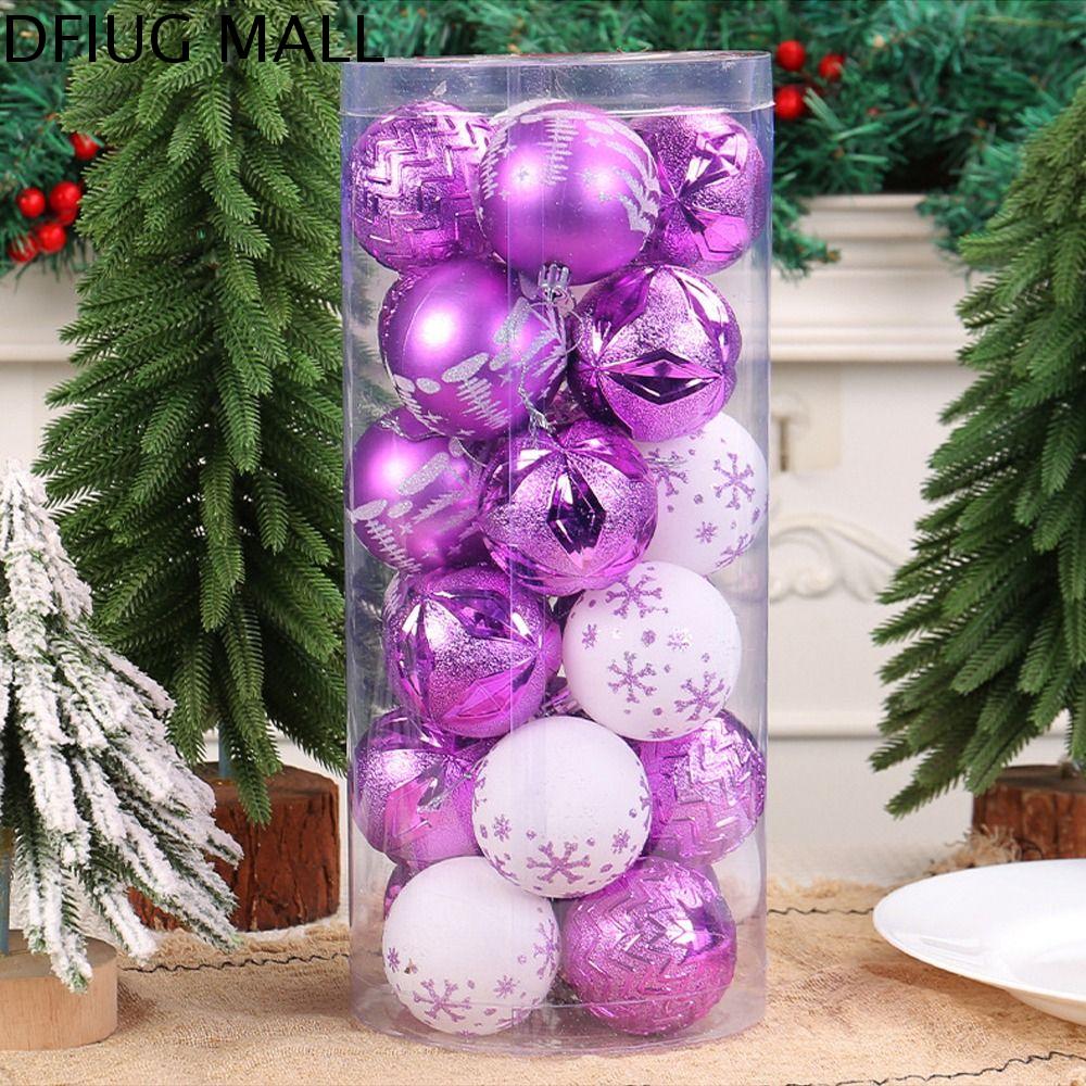 DFIUG 24pcs 6cm dây chuyền bóng giáng sinh sơn Nhựa Chống vỡ Bộ Bóng Treo mạ điện Sáng Tạo Thanh lịch dây chuyền Cây giáng sinh Trang trí Giáng sinh vui vẻ