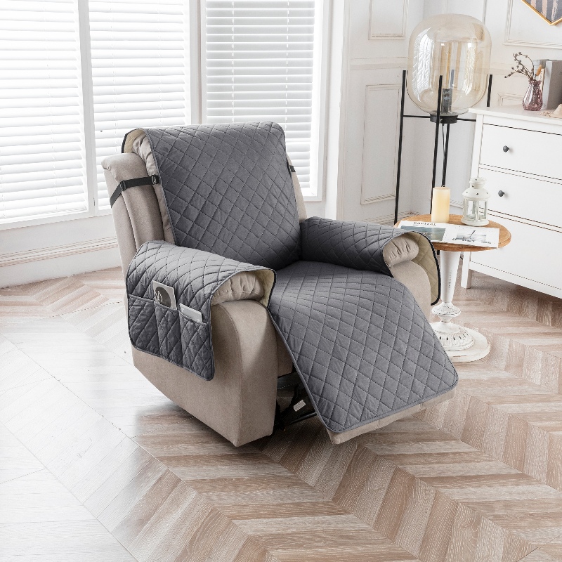 1ที่นั่งผ้าคลุม Sofa Recliner กันน้ำมีกระเป๋าใส่ของกันลื่นซักได้ที่ป้องกันเฟอร์นิเจอร์เบาะโซฟาผ้าคลุมโซฟา