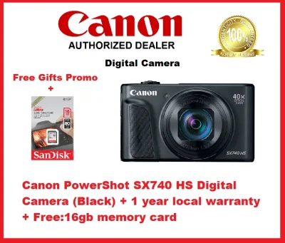 Canon PowerShot SX740 HS Digital Camera (Black) + 1 year local warranty + Free:16gb memory card