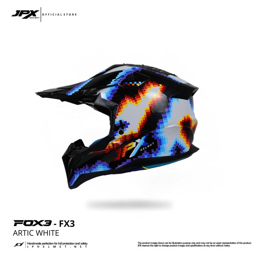 Helm JPX FOX3 FX3 Cross Full Face Motif - Artic White Harga 959,700 rupiah*Gratis Ongkir