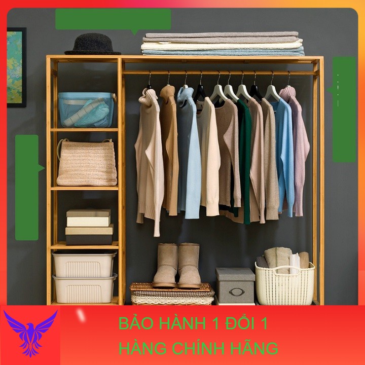 Tủ quần áo trống khung tre 123x30x145 - Tủ treo quần áo - Khung treo quần áo - Giàn treo quần áo