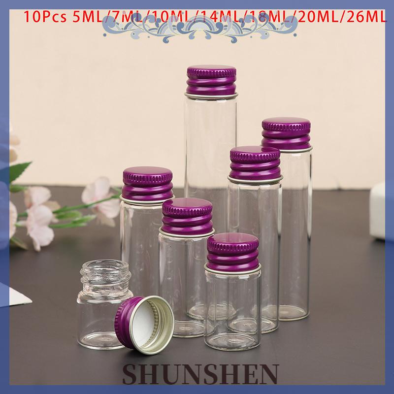 [SHUNSHEN] 10Pcs 5 7 10 14 18 20 26ML Tiny Glass Jar Bottles with Aluminium Lid Storage Jar