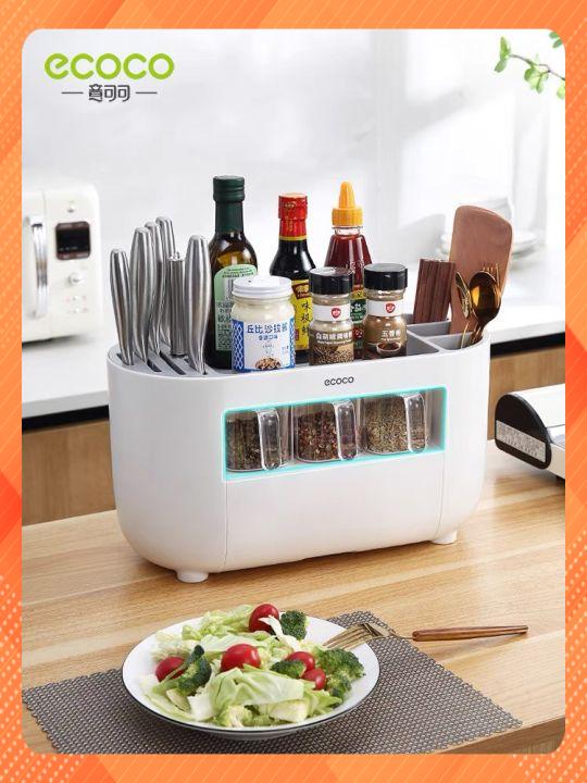 Sỉ kệ đựng gia vị và dụng cụ nhà bếp thông minh ecoco có 3 hộp đựng gia vị chia ngăn