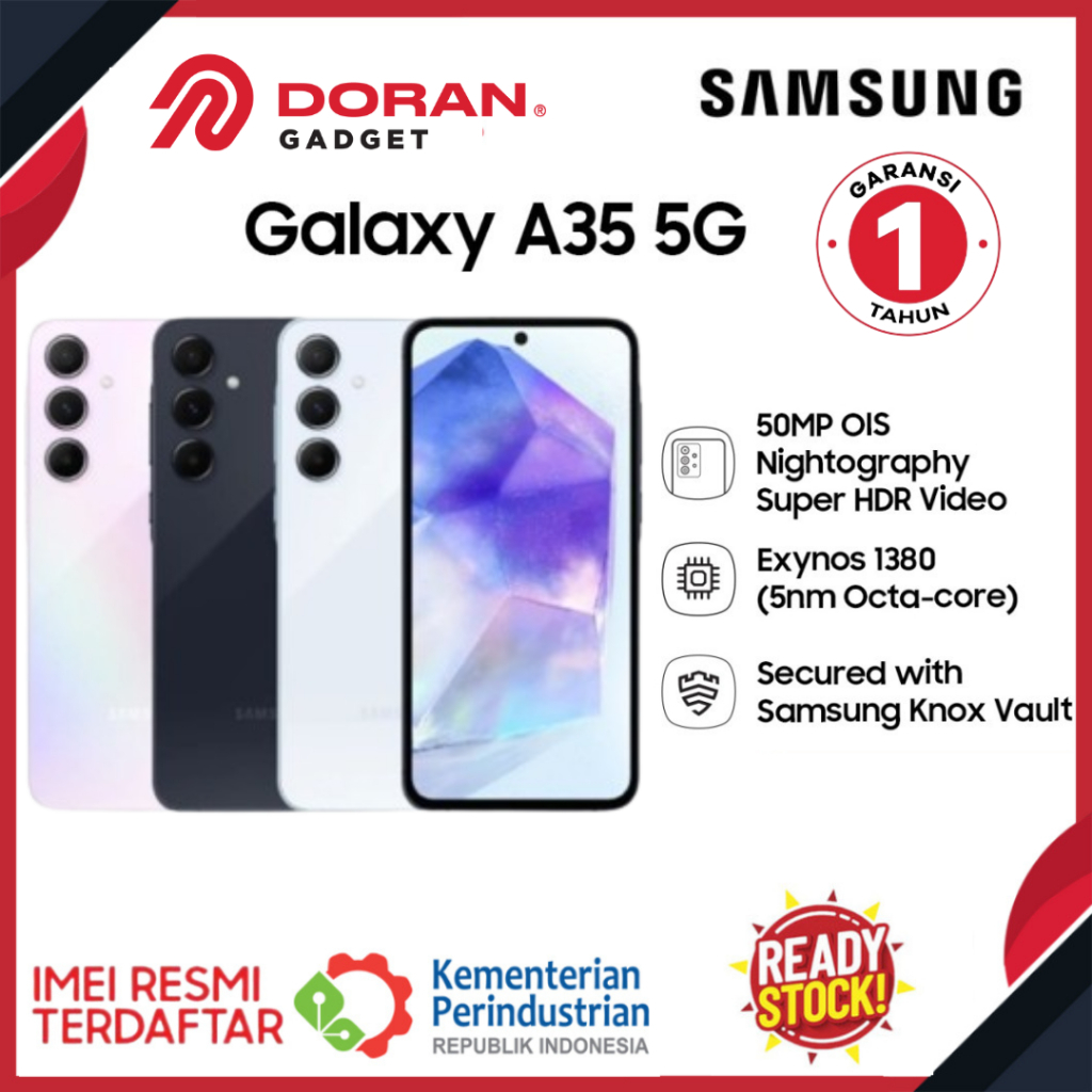 Samsung Galaxy A35 5G FHD+ Super Amoled Screen NFC 50MP Triple Camera - Garansi Resmi SEIN 1 Tahun Harga 4,699,000 rupiah*Gratis Ongkir