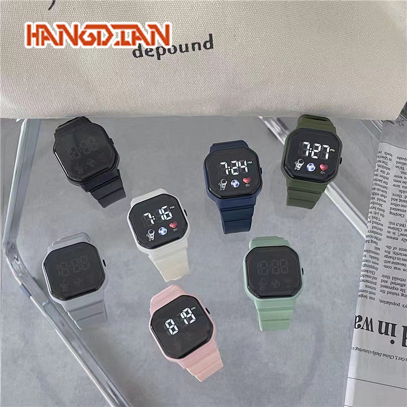 HANGDIAN Fashionable Digital Watch with Unicorn Design, Waterproof and Space-themed for Students ราคา 33 บาท*ส่งฟรี