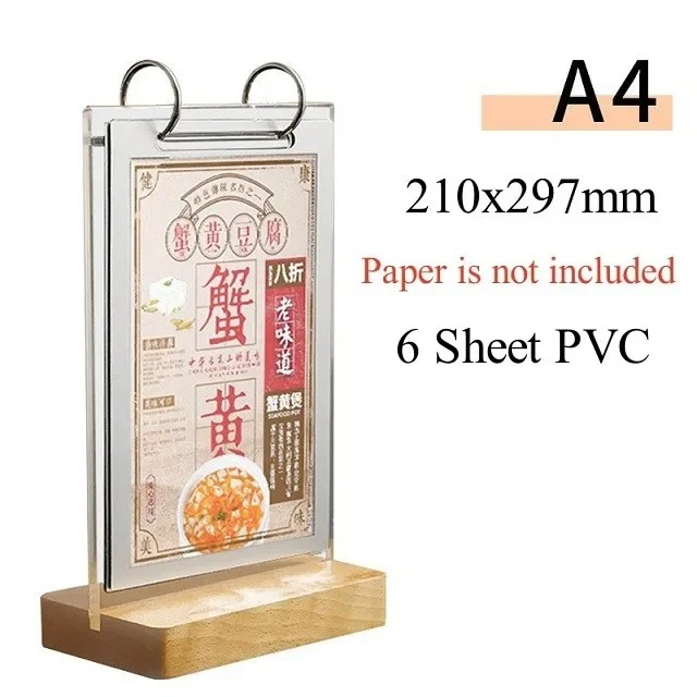A4/A5/A6 dấu hiệu gỗ chủ Acrylic lật thẻ Loose-Leaf Biển Gỗ Tabletop giá Menu hiển thị đứng hình chữ