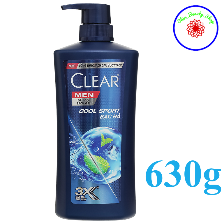 Dầu Gội Đầu cho nam 630g Clear Men Cool Sport Bạc hà đánh bay gàu, ngứa và vi khuẩn mát lạnh cực đỉnh suốt ngày dài