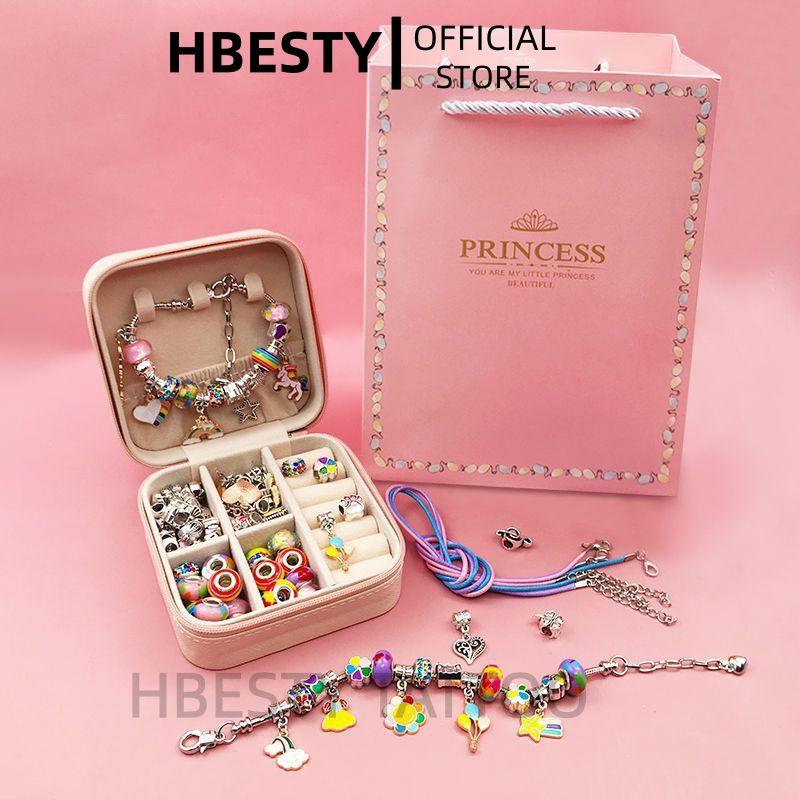HBESTY Simple children's hand-woven DIY bracelet accessories gift box Princess beaded jewelry gift box 3-6 years old girl