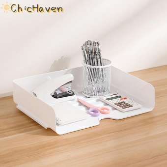 ChicHaven Văn phòng phẩm Máy tính để bàn Khay tập tin văn phòng bền cuốn sách giá Stackable Giấy Chủ Kệ nhựa A4 tài liệu tổ chức