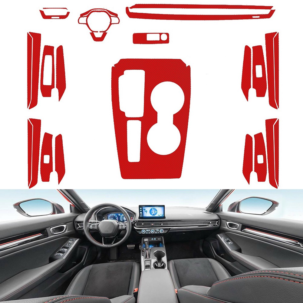 MileAuto Red Glossy 3D Carbon Fiber Interior Trim Stickers For Honda For Civic 2022 Only Fast Delivery Giá 619,000 Đồng*Miễn phí vận chuyển