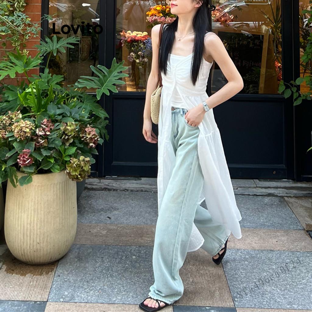 Áo ba lỗ nữ cài cúc trước - Trắng Lovito LNE21215