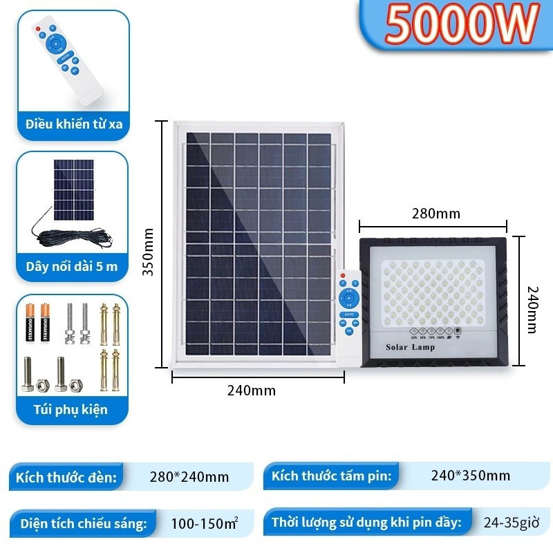 Đèn năng lượng mặt trời 5000w mắt ngọc đèn pha năng lượng siêu sáng tiết kiệm điệncó remote