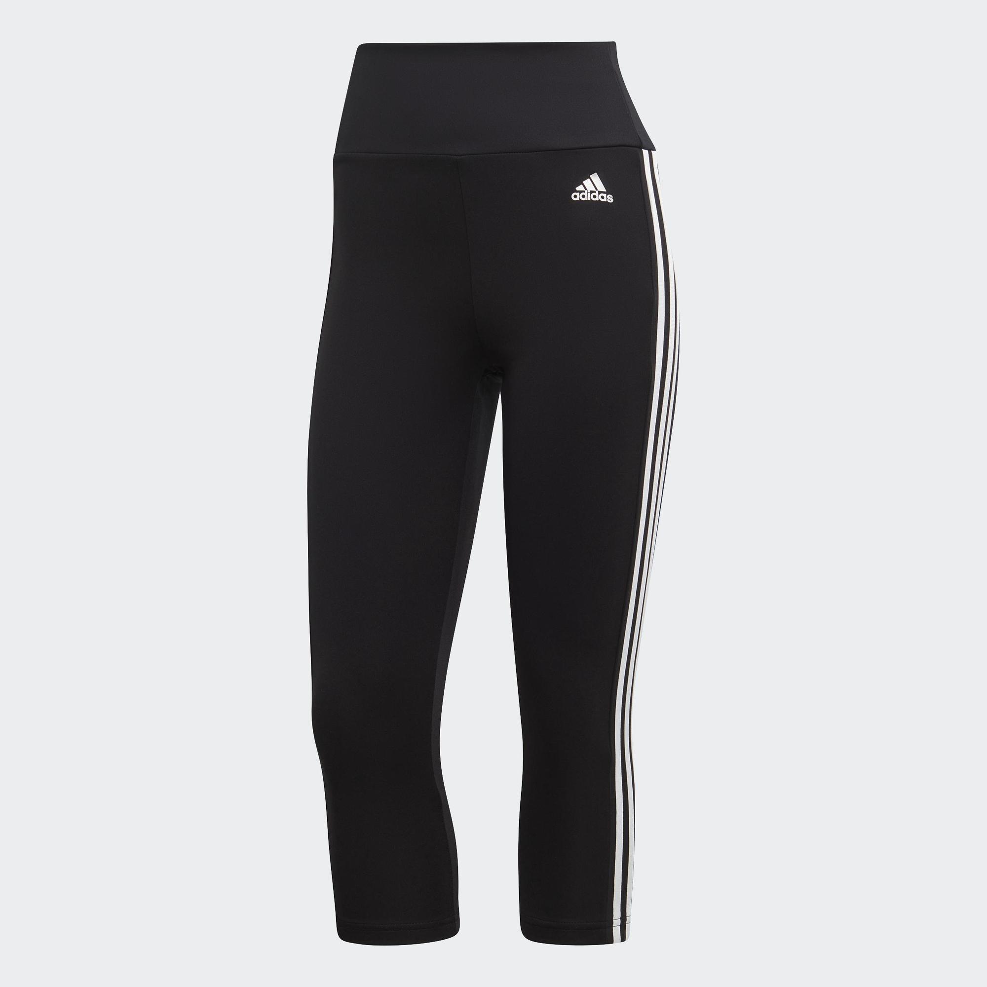 adidas Tập luyện Quần Legging Thể Thao 3/4 3 Sọc Cạp Cao Designed to Move Nữ Đen GL3985